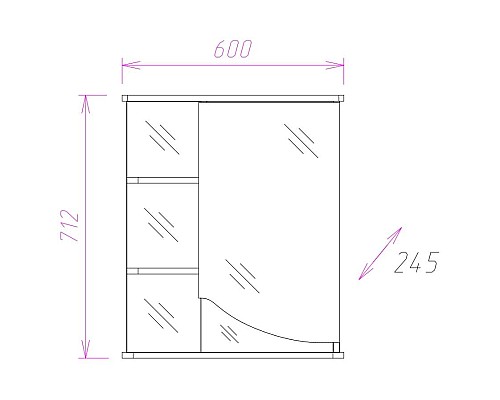 Зеркальный шкаф Onika Виола 60.01 R 206004 с подсветкой Белый