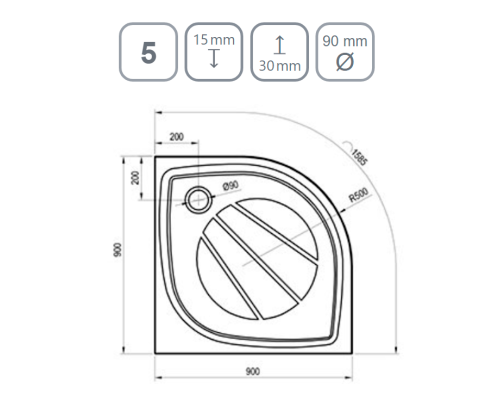 Душевой поддон из искусственного камня Ravak Elipso Pro 90х90 XA237701010WM Белый матовый