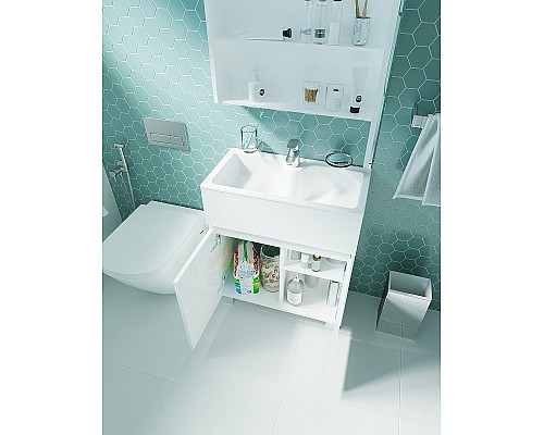 Тумба с раковиной 1MarKa Mira 60Н У83301 Белый глянец