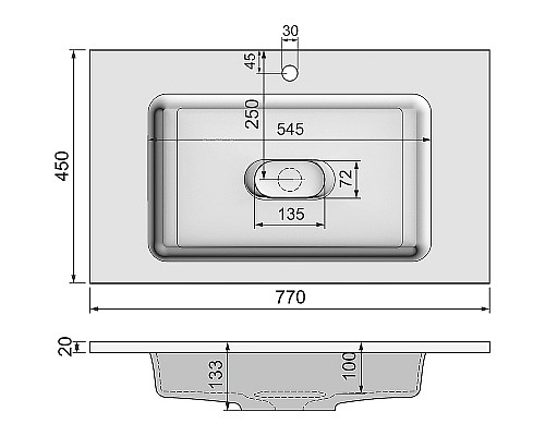 Раковина Jorno Modul 80 Mol.08.80/W Белая
