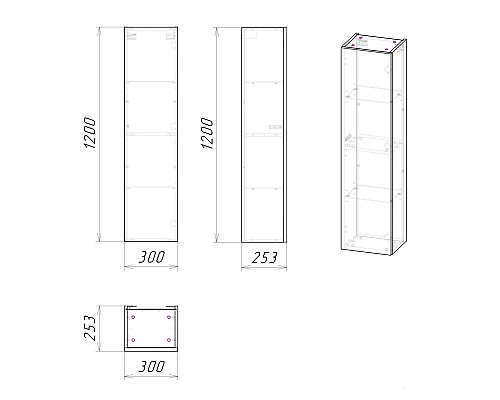 Шкаф пенал Grossman Альба 30 303010 подвесной Веллингтон Бриз