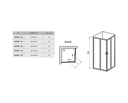 Душевая дверь Ravak Blix 1XV70C00Z1 90 блестящий прозрачный