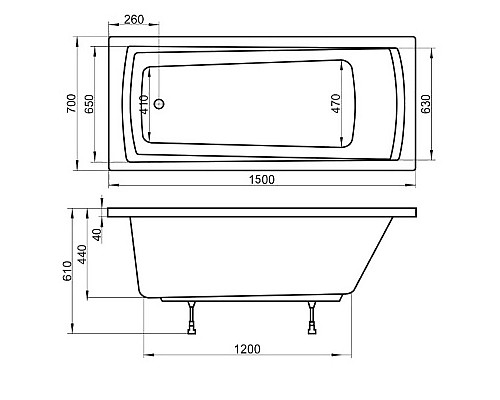 Акриловая ванна Ravak Domino Plus 150x70 C641R00000