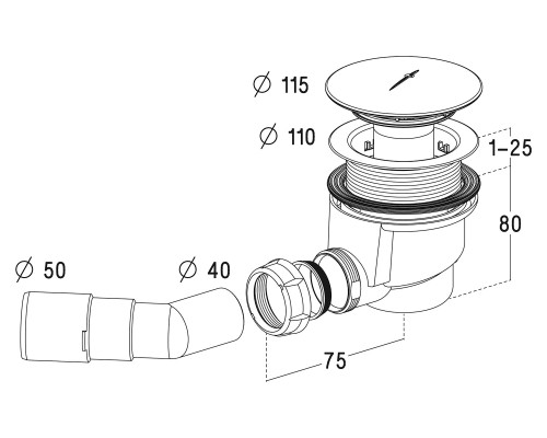 Сифон для душевого поддона Radaway Turboflow D90 690P Хром