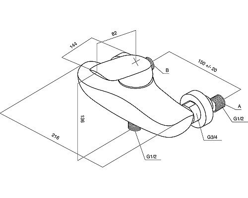 Смеситель для душа AM.PM Bliss L F5320032 Хром