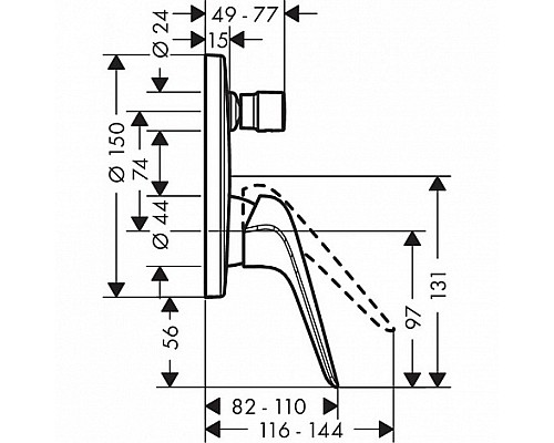 Смеситель для ванны,для душа Hansgrohe Novus 71045000