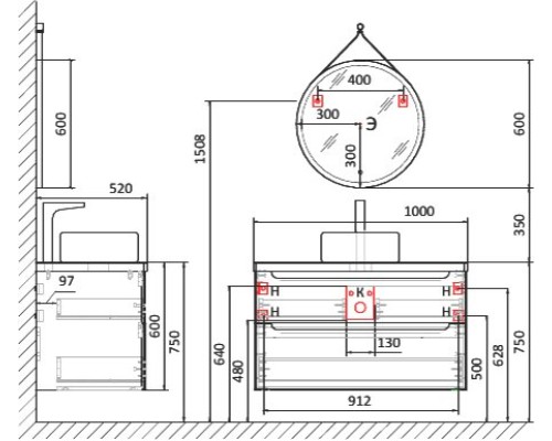 Тумба под раковину Jorno Wood 100 wood.01.100/P/W подвесная Белая