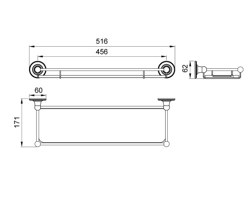 Полка в ванну стеклянная Timo Nelson 160072/02 антик