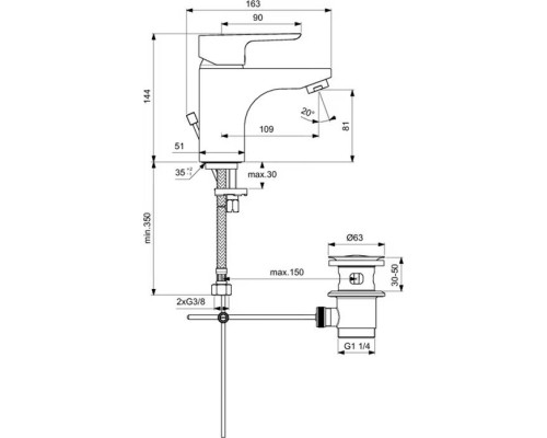 Смеситель для раковины Ideal Standard Ceraplan III B0704AA Хром