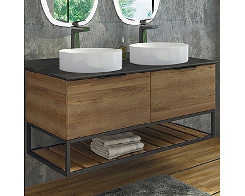 Тумба с раковинами Comforty Порто 120-2 00-00001287 подвесная Дуб темно-коричневый