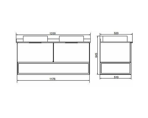 Тумба с раковинами Comforty Порто 120-2 00-00001287 подвесная Дуб темно-коричневый