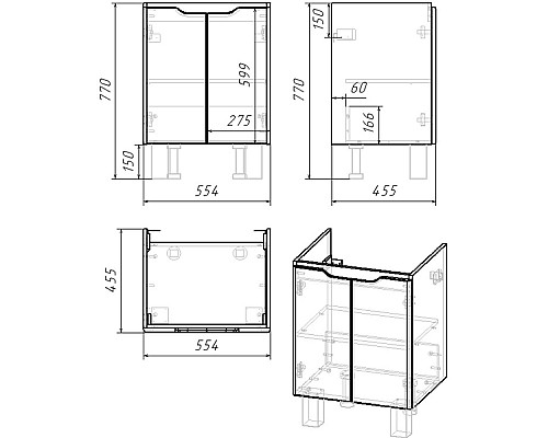 Тумба под раковину Dreja Q Plus (D) 60 99.1004 подвесная напольная Белый