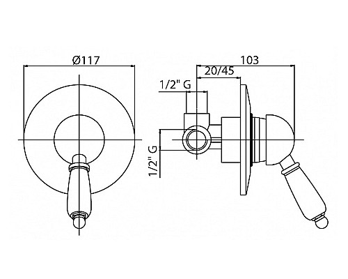 Смеситель для душа Cezares VINTAGE-DIM-03/24-Sw