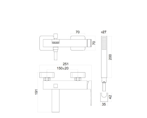 Смеситель для ванны Fiore Kube 100CR8552 Хром