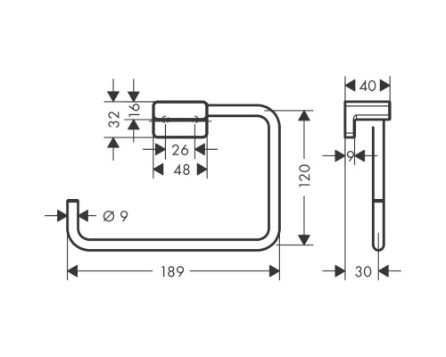 Полотенцедержатель Hansgrohe AddStoris 41754340 Шлифованный черный хром