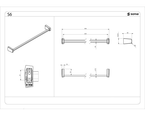 Полотенцедержатель 50 см черный Sonia 166411