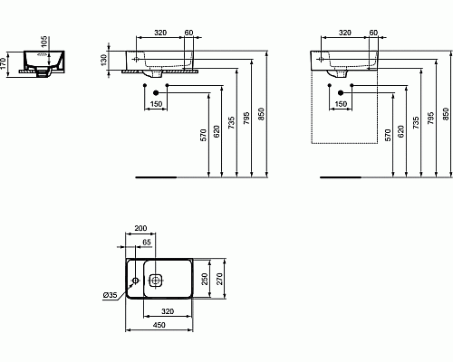 Раковина Ideal Standard Strada II 45 T299501 Евробелая