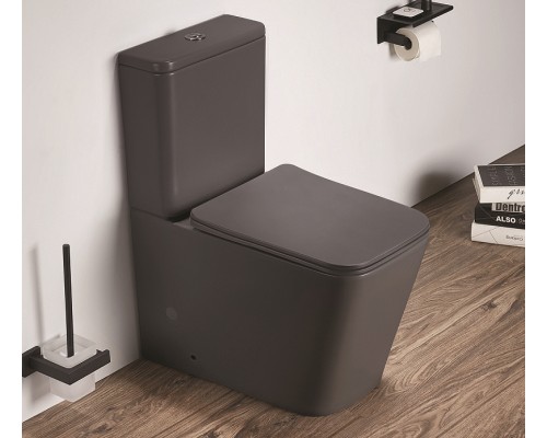 Унитаз компакт CeramaLux 2170AXMDH Серый матовый с бачком и сиденьем Микролифт