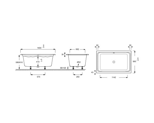 Акриловая ванна Jacob Delafon Capsule 140х90 E6D123-00
