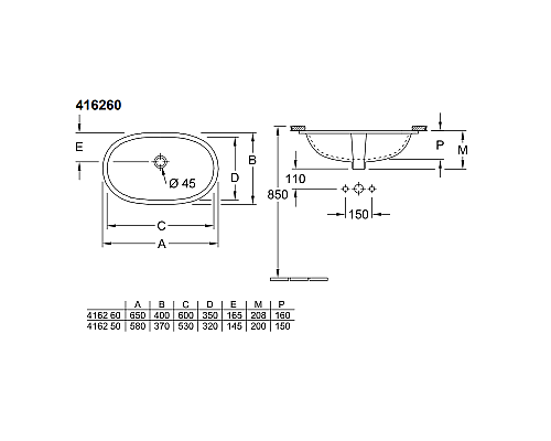 Раковина Villeroy & Boch O.NOVO 41626001