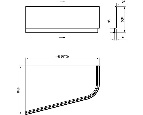Передняя панель для ванны Ravak CHROME CZA6100A00 105 R белая