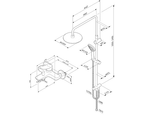 Душевая система AM.PM X-Joy F42885A14 Черная