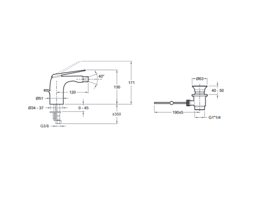 Смеситель для биде Jacob Delafon E97014-CP