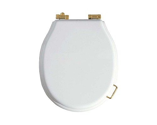 Сиденье для унитаза микролифт белое(петли золото бронза хром на выбор) Boheme 906-W-G белый