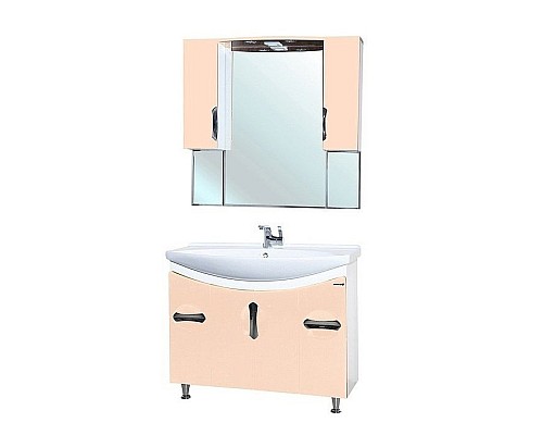 Зеркало со шкафом Bellezza Лагуна 105 4612118000078 с подсветкой Бежевое Белое