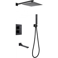 Душевая система Abber Daheim AF8250B с термостатом Черная матовая