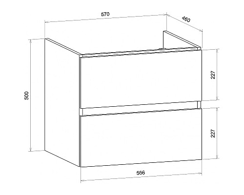 Тумба под раковину Art&Max AM-Techno-600-2C-SO-LW635 подвесная Сосна