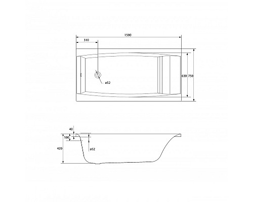 Ванна прямоугольная Cersanit VIRGO 150x75