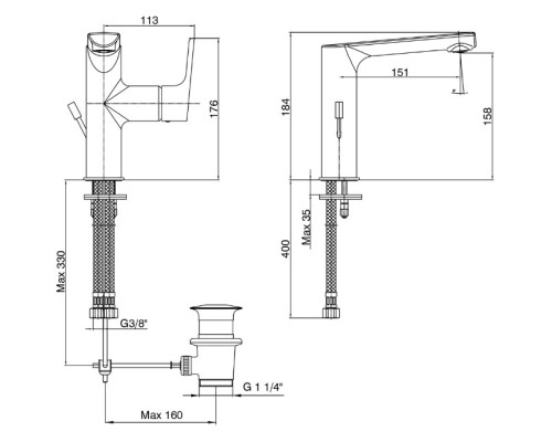 Смеситель для раковины E.C.A. Luna 102108973EX Хром