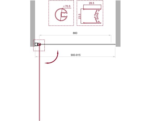 Шторка на ванну BelBagno UNO-V-1-90/150-C-Cr профиль Хром стекло прозрачное