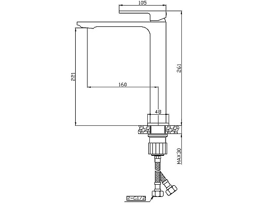 Смеситель для раковины Orange Lutz M04-121b Черный