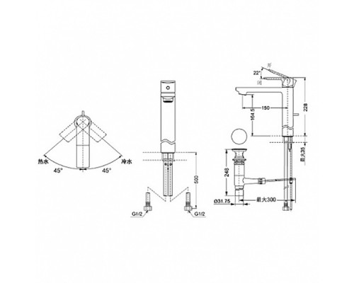 Смеситель для раковины Toto MH Series DL368-1 Хром