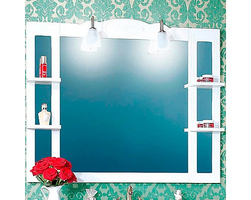 Зеркало Бриклаер Анна 120 4627125411359 с подсветкой Белое глянцевое