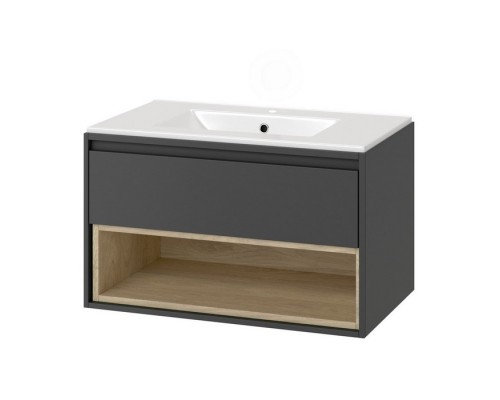 Тумба под раковину Excellent Tuto 80 см серый/дуб, 1 ящик