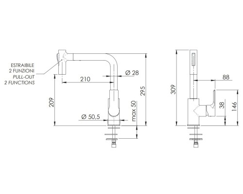 Смеситель высокий для кухни Remer Energy Хром