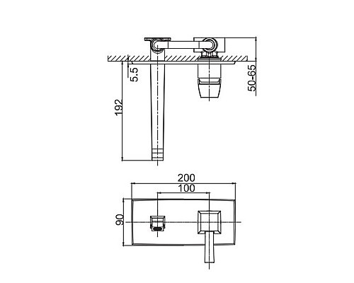Смеситель для раковины скрытого монтажа Caprigo Diamante 50-027-CRM хром