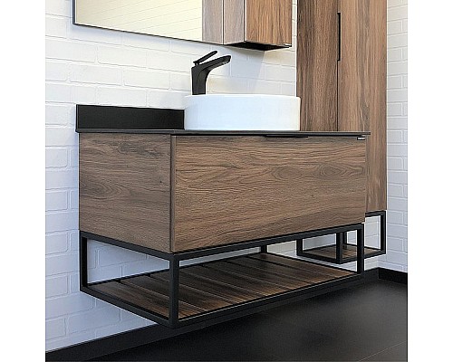 Тумба с раковиной Comforty Порто 90 00-00008927 подвесная Дуб темно-коричневый