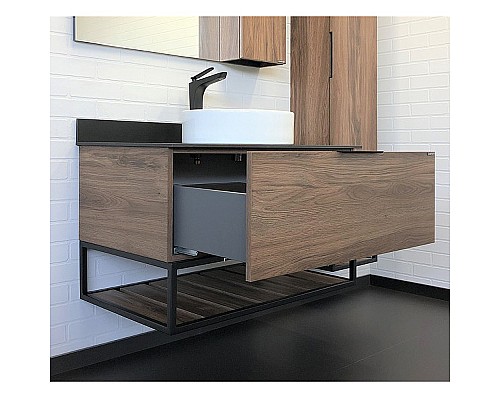 Тумба с раковиной Comforty Порто 90 00-00008927 подвесная Дуб темно-коричневый