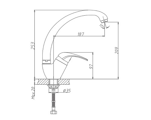 Смеситель для кухни Haiba HB4103-2 Хром