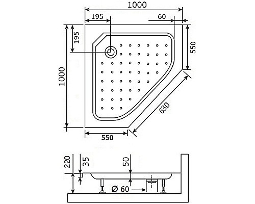 Акриловый поддон для душа RGW Acrylic Style-TR 100x100 16180500-11 Белый