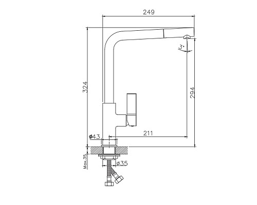 Смеситель для кухни Haiba HB70501-7 Хром Черный