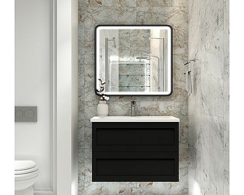 Тумба под раковину Art&Max AM-Platino-900-2C-SO-NM подвесная Черная матовая