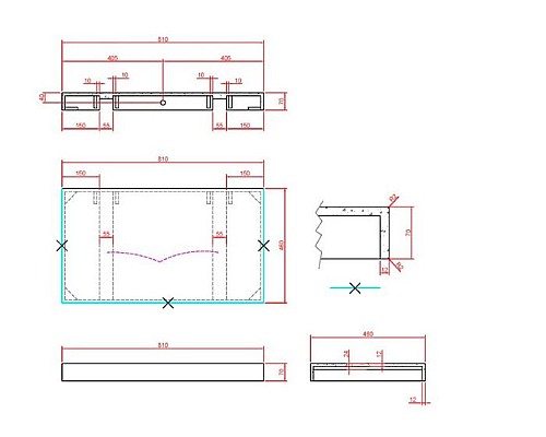 Столешница прямая Armadi Art Flat NERO MARQUINA 810x460x70