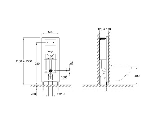 Комплект унитаза с инсталляцией Jacob Delafon Vox E21744RU-00 с сиденьем Микролифт и клавишей смыва