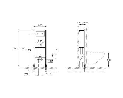 Комплект унитаза с инсталляцией Jacob Delafon Vox E21744RU-00 с сиденьем Микролифт и клавишей смыва