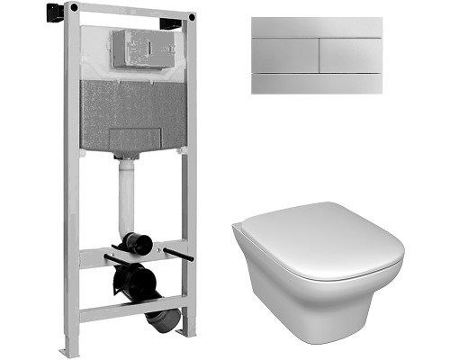 Комплект унитаза с инсталляцией Jacob Delafon Vox E21744RU-00 с сиденьем Микролифт и клавишей смыва